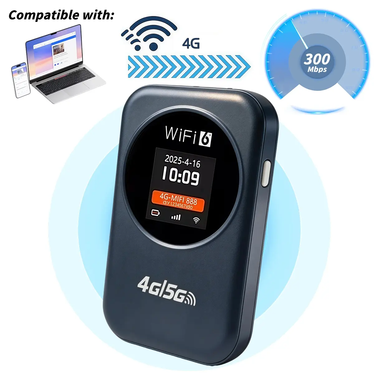 Portable Multi-Carrier WiFi Hotspot 4G LTE 150Mbps High Speed Low Latency SIM Card Required Safe Encryption Long Lasting Battery Multiple Devices for Daily Travel Outdoor