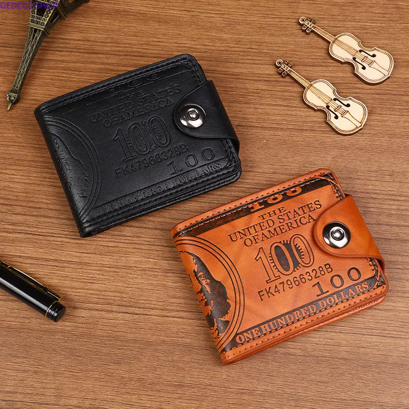 Men's Durable Bifold Wallet, Stylish Embossed PU Leather with a Snap Button, Casual Flip Wallet with Multi-Card Slots for Storage, Card Wallet Flip