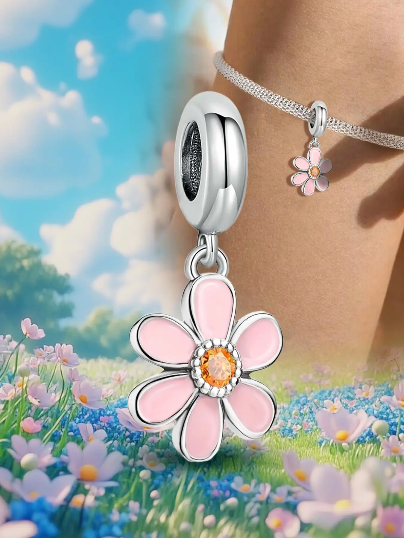 Whimsical European Style Spacer and Dangle Charms with Floral and Insect Motifs in Copper for Women’s DIY Jewelry and Stacking
