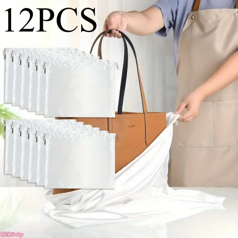 [SummerWins]A Set of 12/6 Pcs Dust Bags for Handbags,Silk Dust Cover Bag for Purses Shoes Boots,Dustproof Drawstring Bag Travel Storage Pouch,Halloween Christmas Party Gifts,Hand Tools Kits