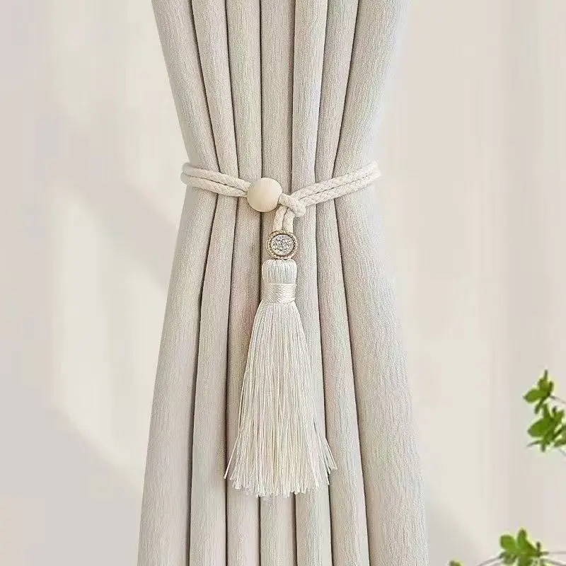 1/4 Pcs Adjustable Curtain Tie Back, Tassel Curtain Holdback Rope with No Drill Design, Decorative Window Curtain Holder for Home Decor