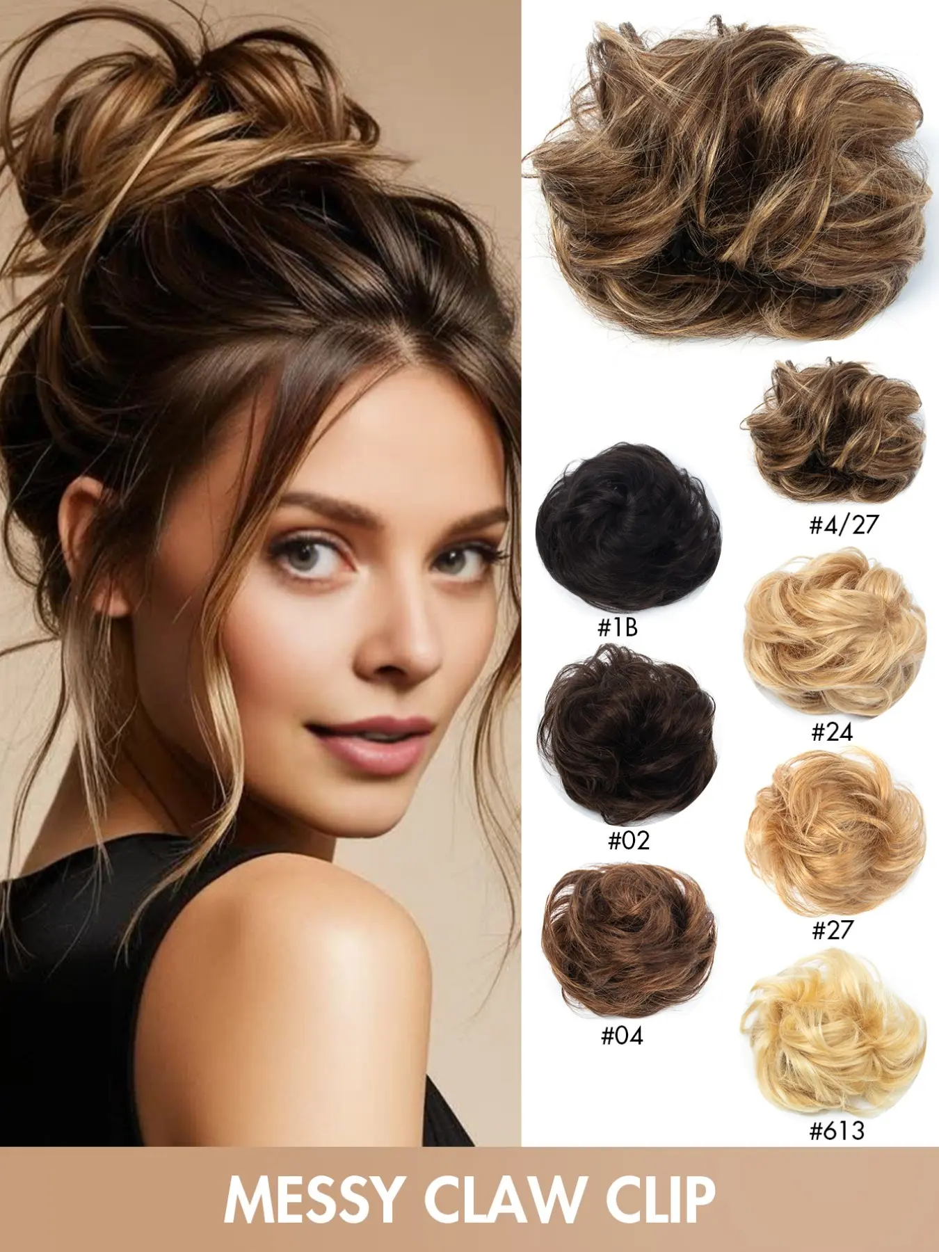 Scrunchy Scrunchie Hair Bun Extensions, Curled Hair Extensions - Updo Hairpiece, Realistic Hairpieces, Wavy Curly Messy Donut Hair Chignons - Ash Blonde Messy Curly Hair Chignon Claw Clip Bun Hair Extension for Women Daily Use