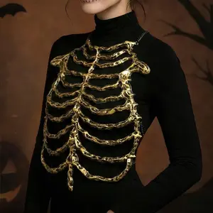 Halloween Skull Breastbone Skeleton Hollow Skeleton Frame Bone Holiday Dress Accessories Cosplay Performance Party Costume Prop