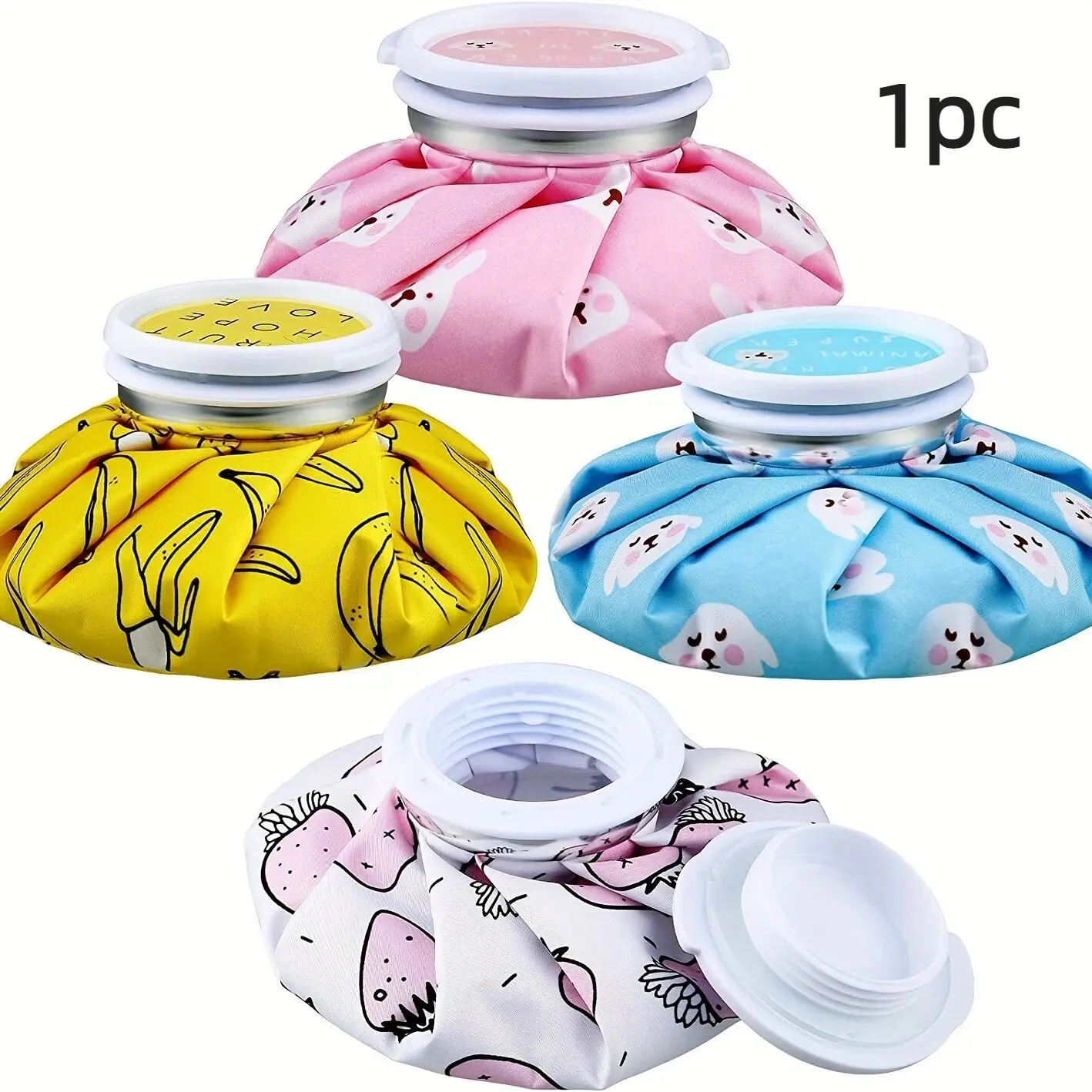 Reusable Ice Heat Gel Pouches, Leak-Proof Safety Lock, High-Temperature Ring, Polyester Fabric, Animal Fruit Design, Multifunctional Pain Relief, Ice Packs Reusable