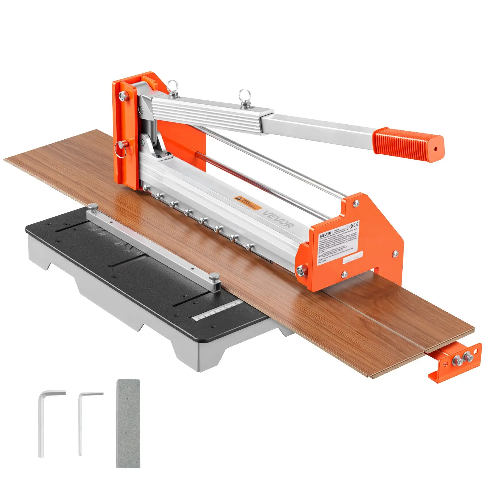 12 inch Vinyl Floor Cutter, 16mm Thick Laminate Flooring Cutter with Upgraded Labor-Saving Aluminum-Alloy Lever, Telescoping Support Plate, Cuts Engineered Wood, LVT, VCT, SPC, LVP, WPC