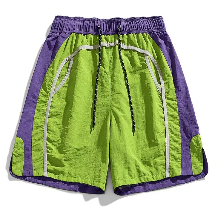 Men's Color Block Athletic Shorts, Lightweight Quick-Dry Streetwear with a Loose Fit and Elastic Drawstring Waist for Summer, Beach & Workout, Gym Shorts, Men's Wear, Hiking / Light Outdoor, Athleisure Street Shorts, Baggy Shorts