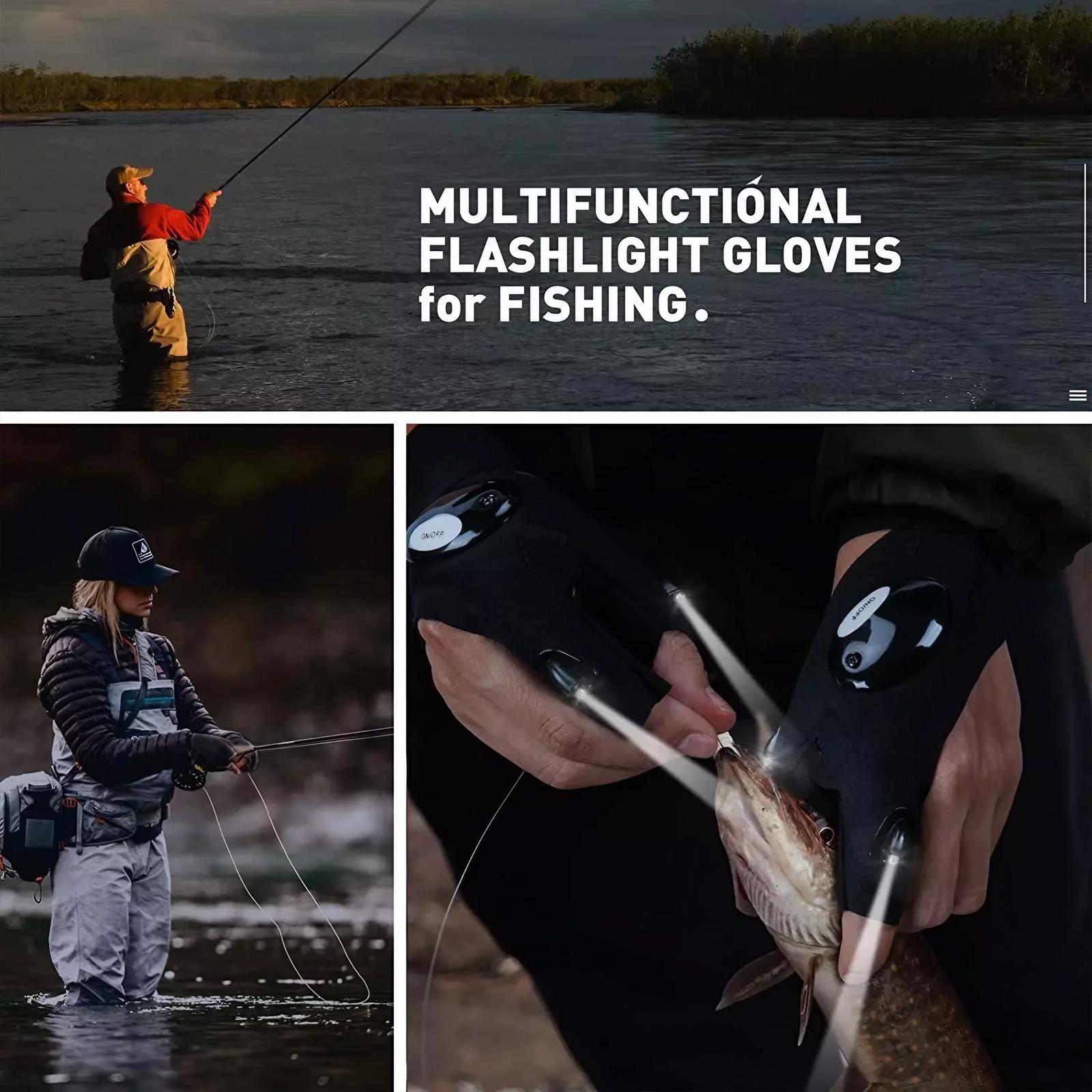 LED Rechargeable Flashlights Gloves, 1 Count/1 Pair Lighted Outdoor Sports Gloves, Suitable for Fishing, Camping, Hiking and Survival Rescue, Travel Accessories, Fishing Lights, Fishing Accessory, Fishing Gear, Tactical Flashlights