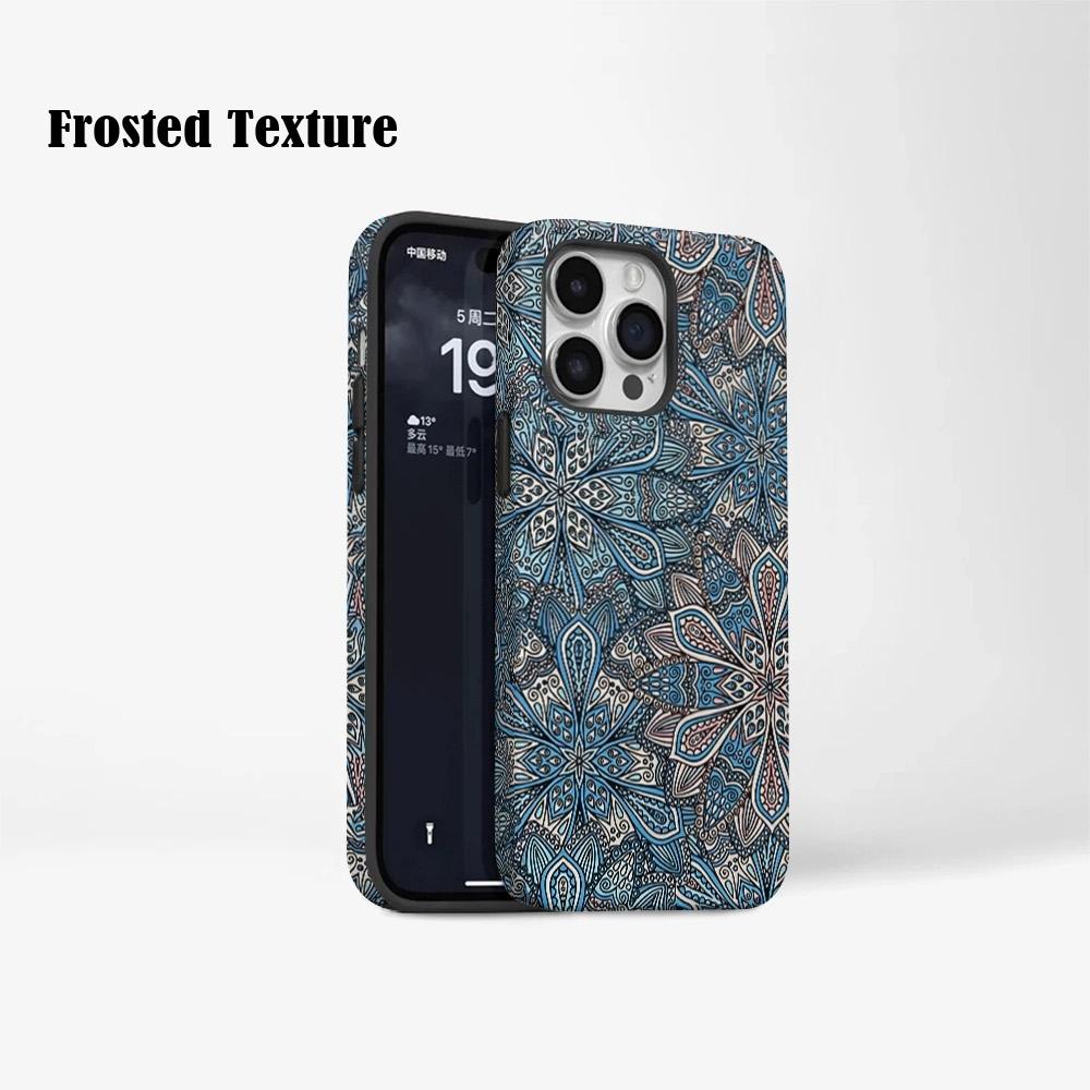 Blue pattern Compatible with iPhone 16 Pro Max 15 Plus 14 13 12 11 XS XR Phone Case Hard Shell Rugged Phone Case Anti-scratch Shockproof Frosted Protective Cover Waterproof Outer Layer Durable Shell
