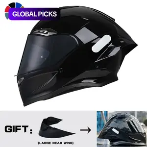 Nbtk Full-Face Motorcycle Helmet, Durable Protective Gear, Riding Helmet, ABS Material with EPS Liner, Includes Large Tail Fin, Multiple Ventilation and Sunshade Lens, Unisex All-Season Commuter Helmet with Visor #GLOBAL PICKS