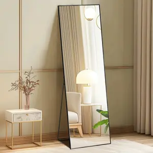 Aobtkel® 64"x21" Full Body Wall Mirror with Aluminum Alloy Frame, Stand - Multi-Mount (Standing, Hanging, Leaning) for Living Room Home Decor