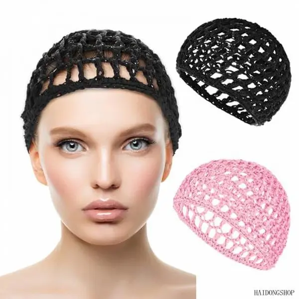 Women Solid Color Handmade Crochet Elastic Hair Net Cap, Soft Stretch Multipurpose Hair Protector Bonnet, Breathable Hair Cover For Night Sleep Shower Bath Daily Hair Care Outfits