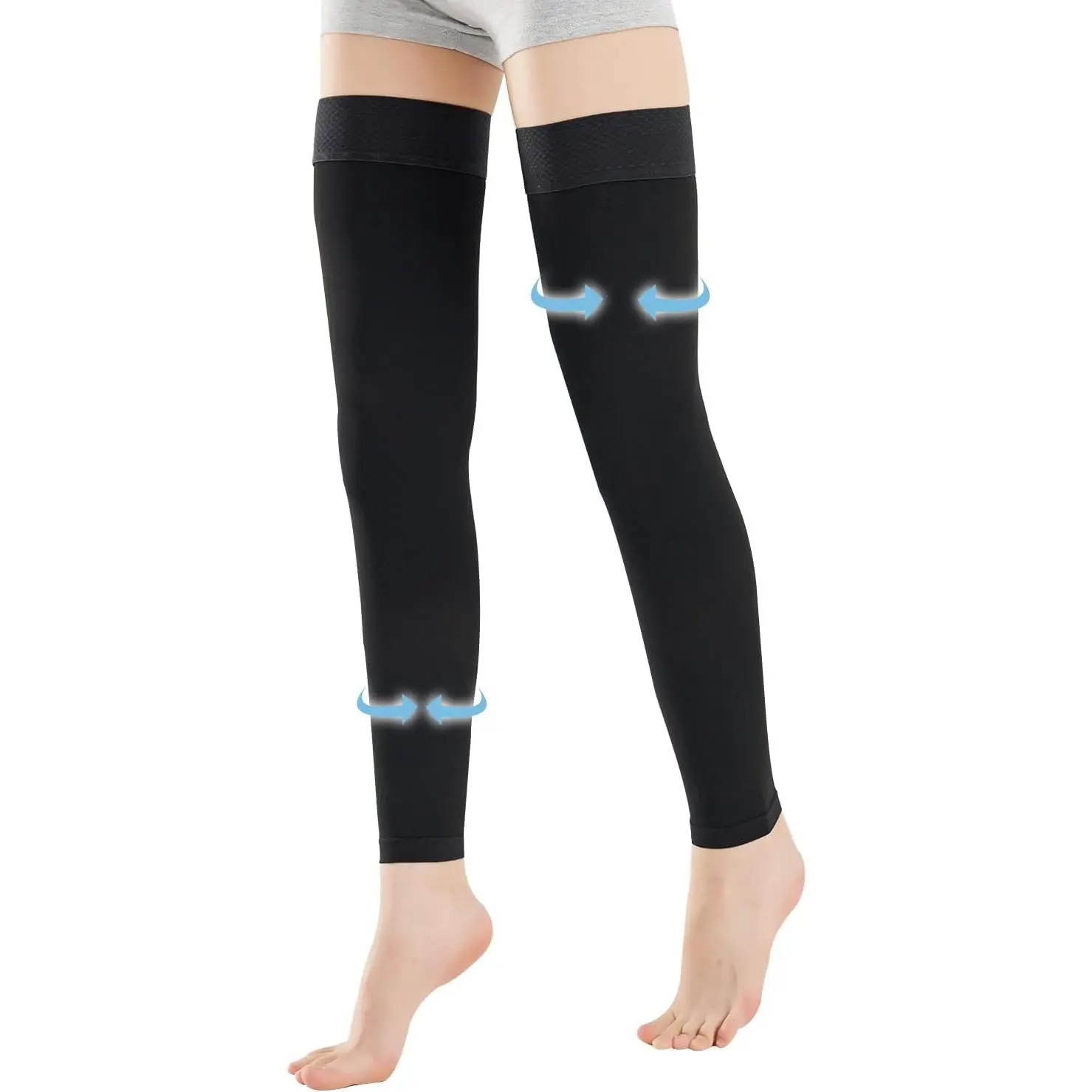 Medical Thigh High Compression Socks Footless  Women and Men (Pair), 15-20 mmHg with Silicone Dot Band, Medical Compression Stockings  Varicose Veins