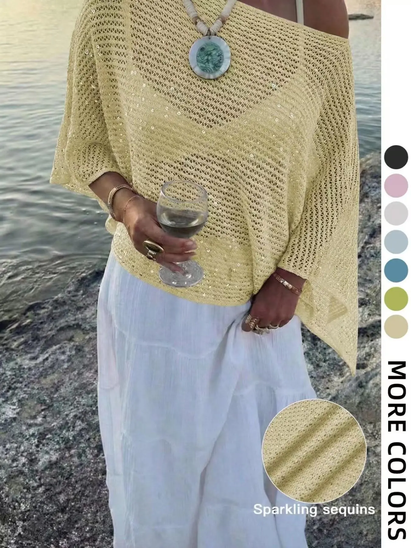 Plus Size New Fashion Elegant Knit Top, Multifunctional Solid Knitwear, Fashion Knitwear Clothing, Hollow Out Design, Lightweight Loose Cover-Up Top for Women, All-Season Womenswear