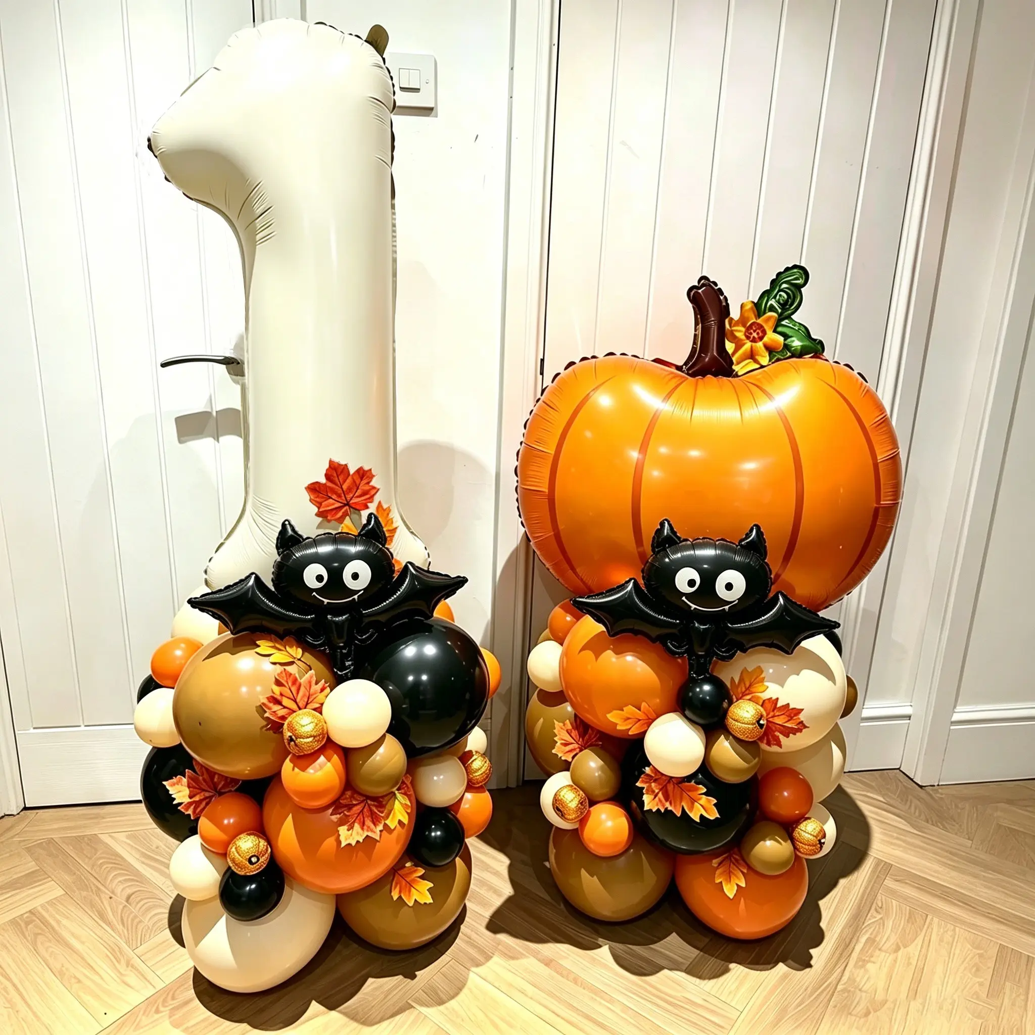 Halloween Aluminum Foil Balloon Column, Pumpkin Milk Teeth Numbers, Cute Bat Balloons, Witch Horror Party Decorations, Balloon Decorations Kit
