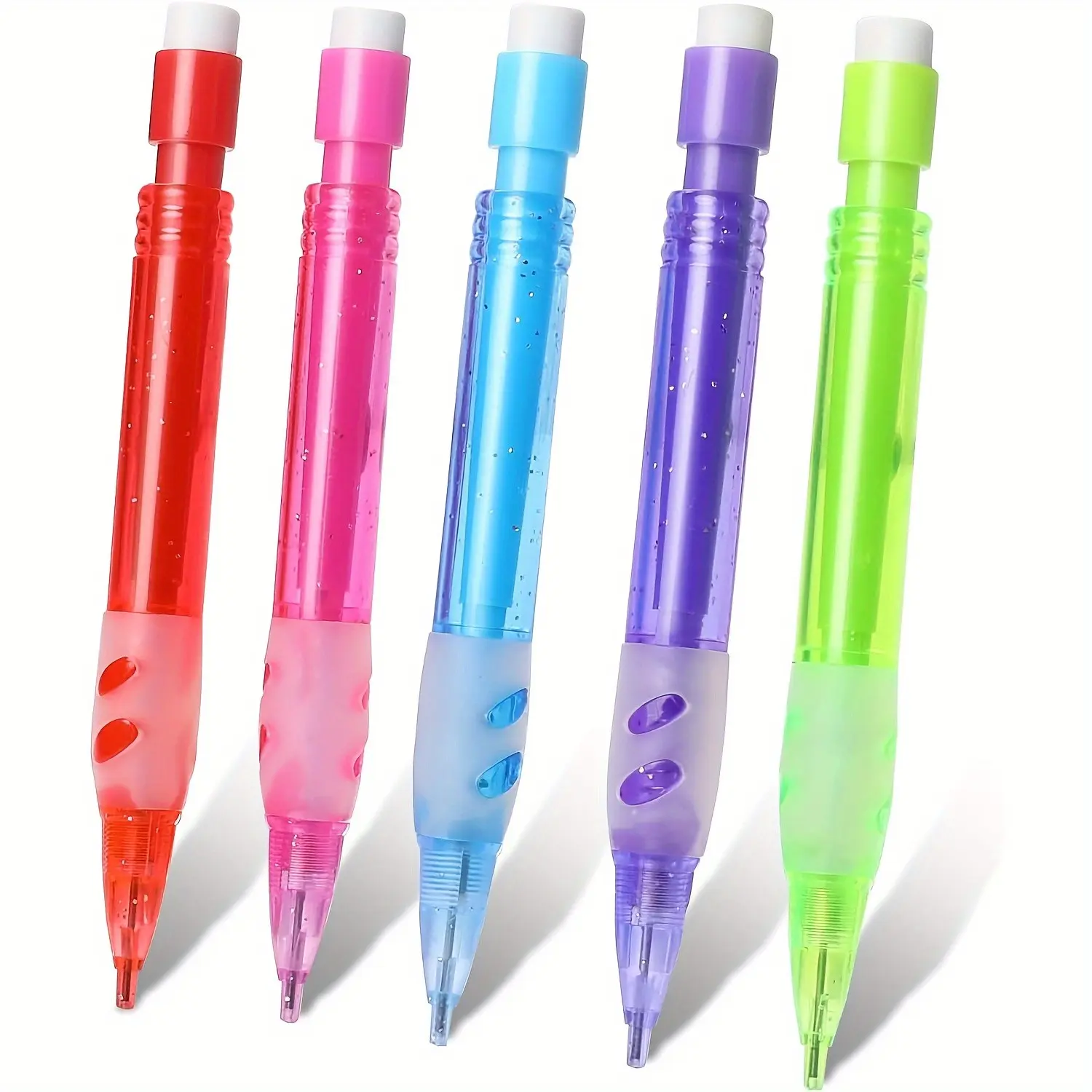 5pcs Mini Mechanical Pencils - 0.7Mm Automatic Pencils - Mini Erasers Mini Pens Stationery Supplies for Home, Office, School Supplies, Writing, Drawing, Drafting