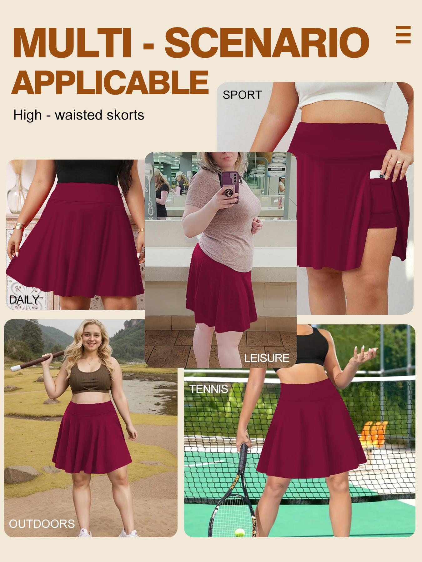【Plus Size】Solid Color Side Pocket Skort, Casual Comfy High Waist Golf Skort for Daily Wear, Women's Bottoms for Summer, Casual Sporty Skort