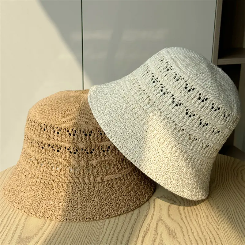 Upgrade your summer look with this crochet knit bucket hat hollow out straw sun hat perfect for beach vacation outfit chic cottagecore vibe breathable foldable sun protection headwear every girl needs for boho fashion travel