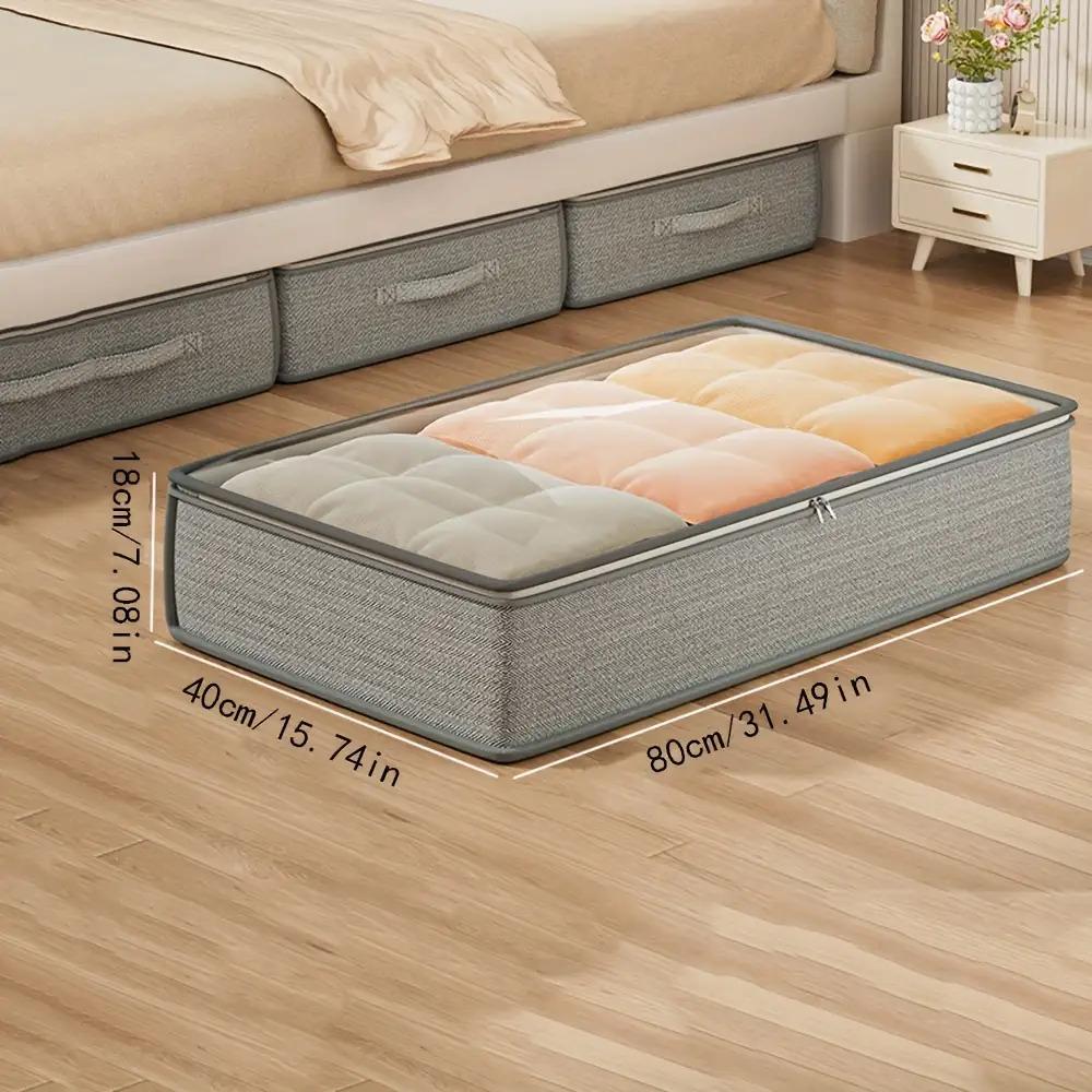 3pcs Large Under-Bed Storage Boxes with Handles, Stackable Durable Non-Woven Fabric Clothes Organizer Bins for Space-Saving Multi-Purpose Solution, Minimalist Design & Reinforced Grips – Ideal for Bedroom Seasonal Storage and Wardrobe Organization