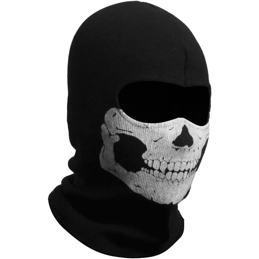 Adults' Black Skull Face Balaclava with Silk Screen Printing Ghost Design - Halloween Cosplay, Gaming, Outdoor Sports (Motorcycle, Skiing) Full Face Mask, Full Face Cover, Ski Mask