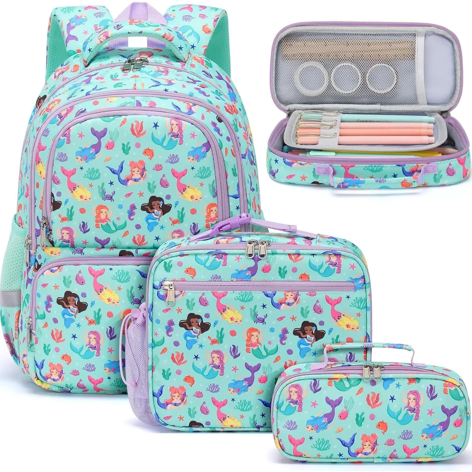 Backpack for School Boys, 3 count   School Bag | Cute Bookbag Set with Lunch Box & Pencil Case for   Elementary  to School Student Ages 3-12,