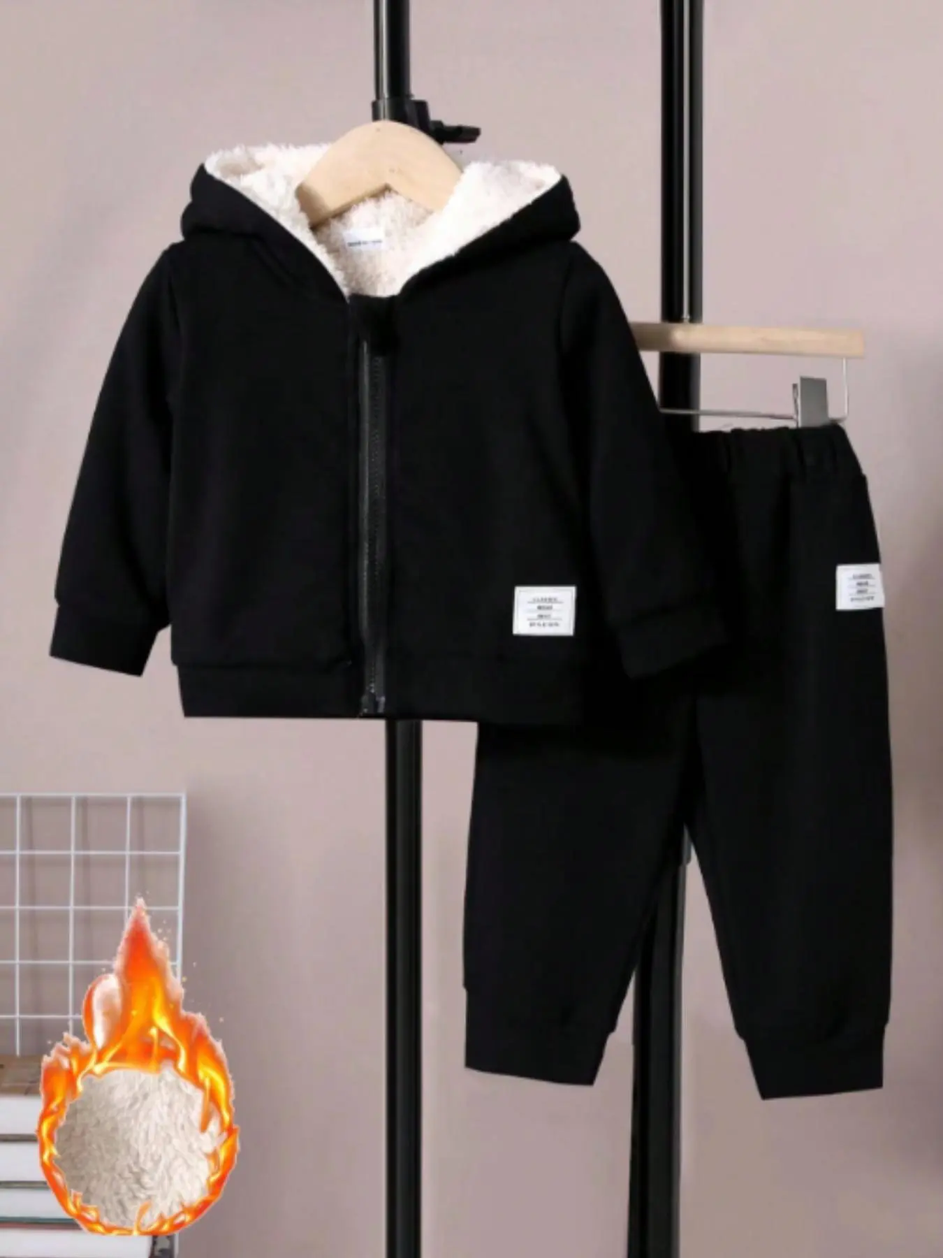 Two-Piece Set Toddler Boy's Long Sleeve Hooded Jacket & Elastic Waist Pants Set, Casual Fashion Cozy Zip Up Hoodie & Trousers for Daily Outdoor Wear, Toddler Boys Two-piece Outfits for Fall & Winter
