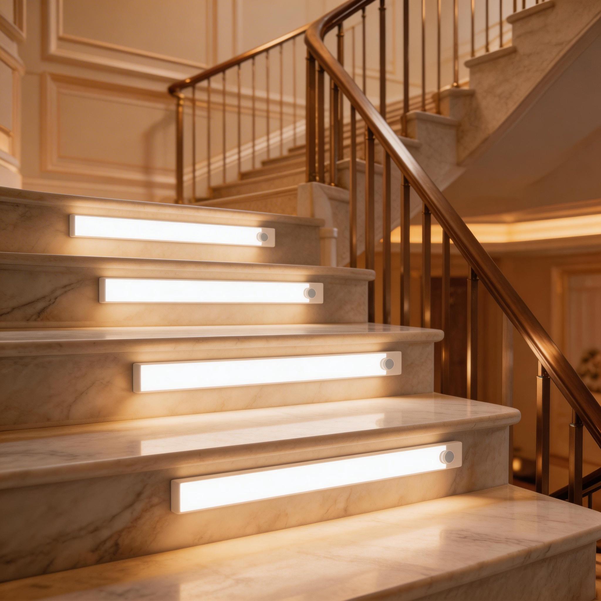 6 - Pack Motion Sensor LED Stair Lights Indoor, USB Rechargeable Magnetic Stick On Night Lights, Wireless Under Cabinet Lighting for Kitchen, Closet, Hallway, Bedroom