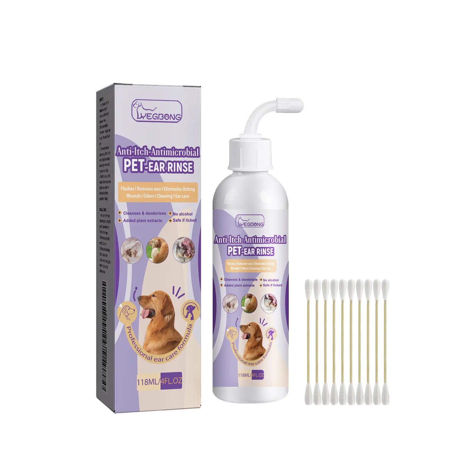 Yegbong Pet Ear Cleaner, Cats And Dogs Relieves Ear Canal Odors Cleaning Earwax Ear Wash Drops