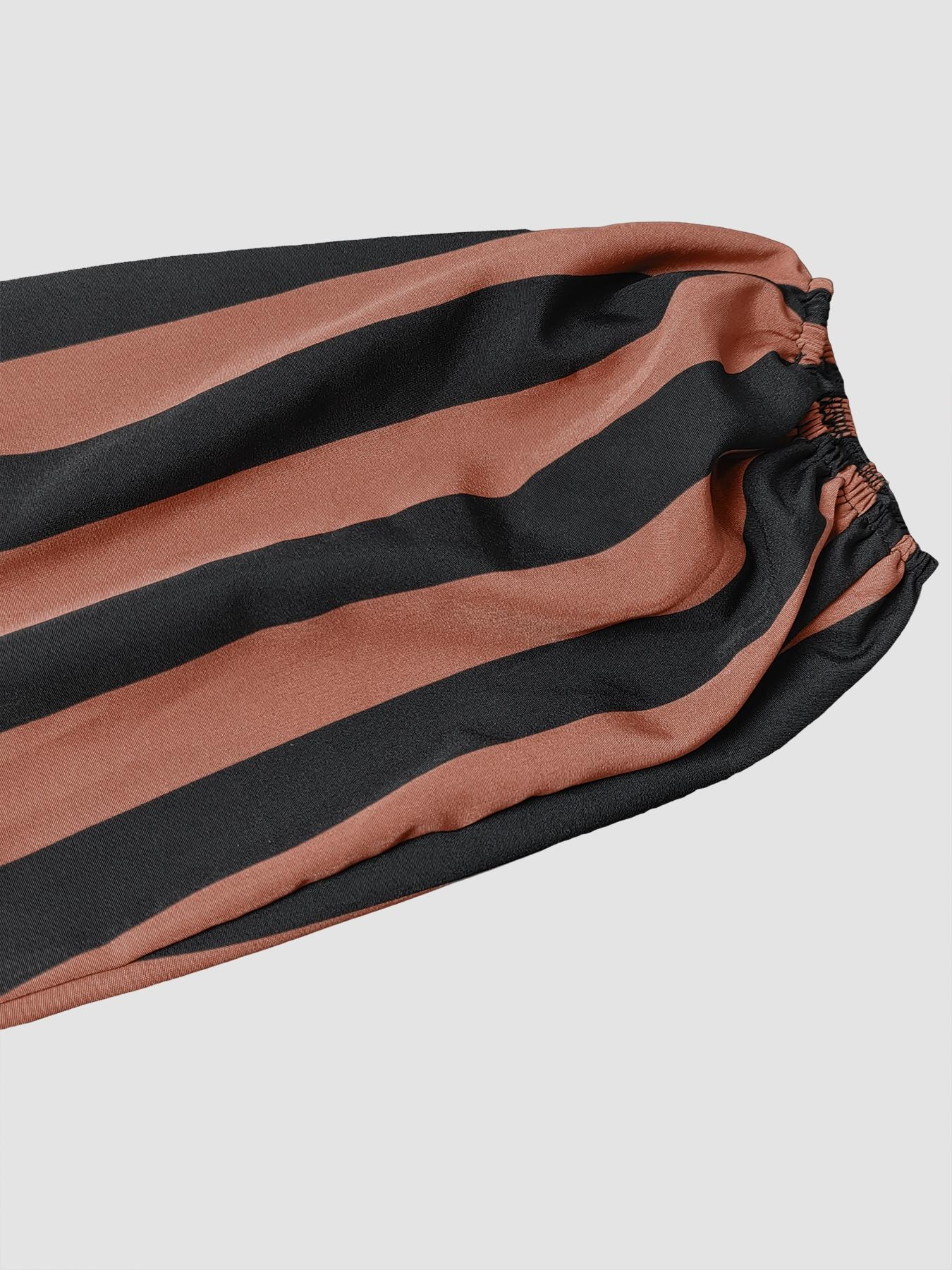 Women's Long Sleeve Striped Button Front Shirt Dress with Layered Design, Casual Spring & Fall Fashion, Elegant Chic Outfit