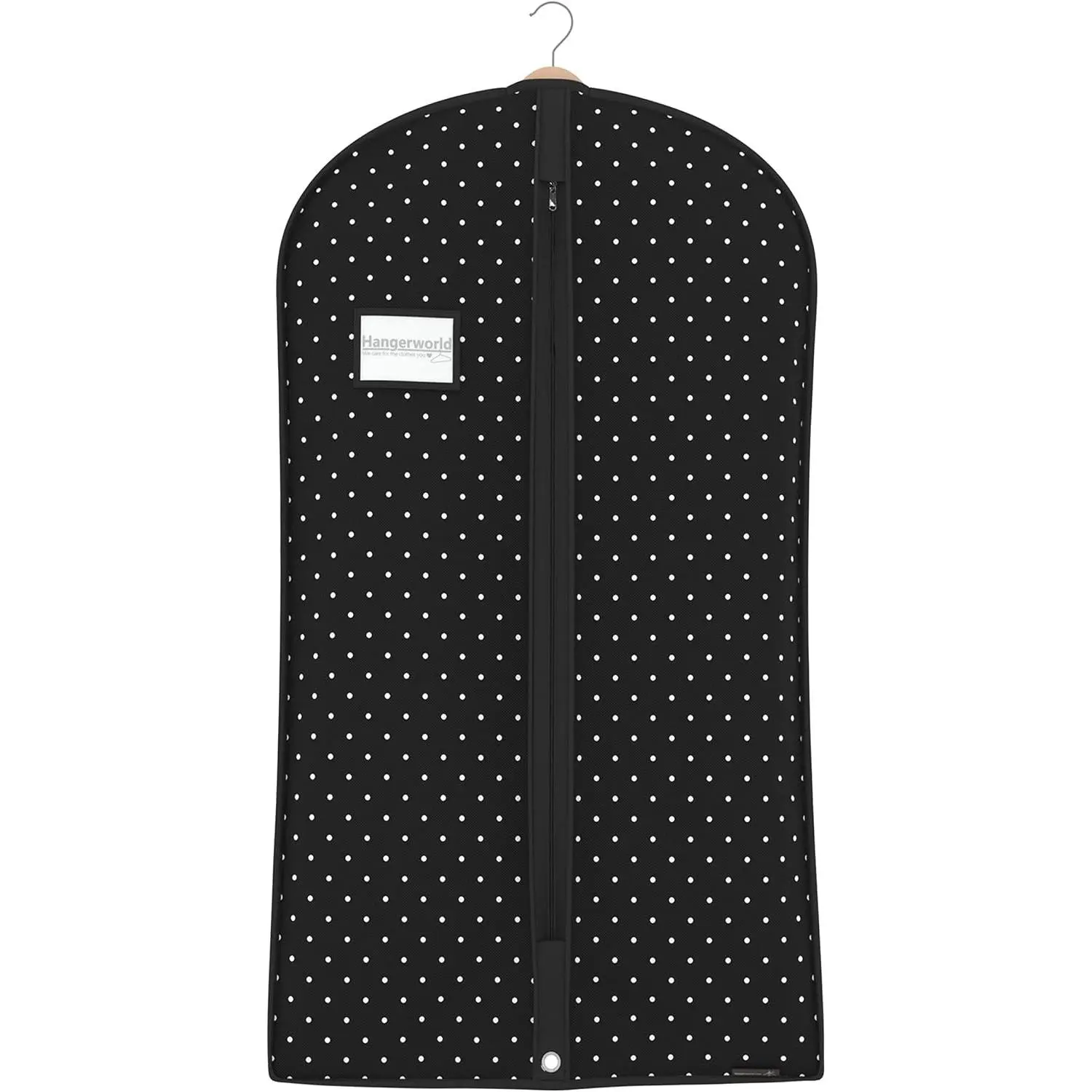 40inch Garment Bag for Suits and Dresses Bags for Closet Storage Breathable Clothes Cover Dust Protector (1 Pack, Black Polka)