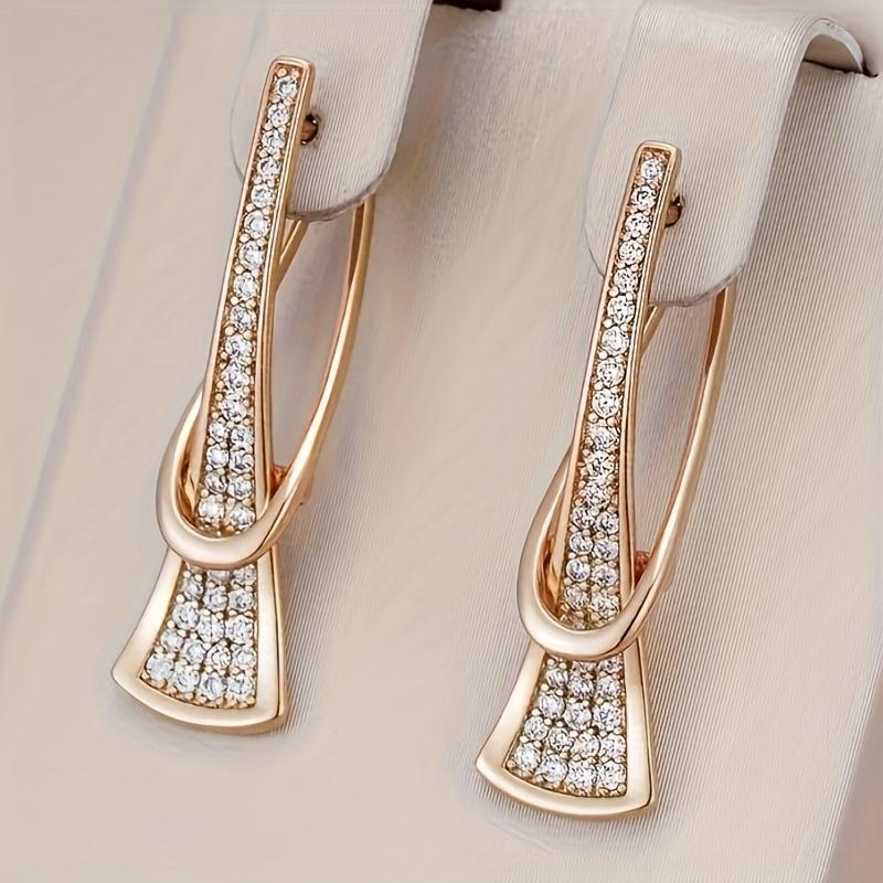 1 Pair of Women'S Fashion Dangle Earrings Set with Synthetic Synthetic Zirconia Geometric Style Elegant Ladies' Banquet Temperament Earrings Suitable for Daily Casual Party Wear