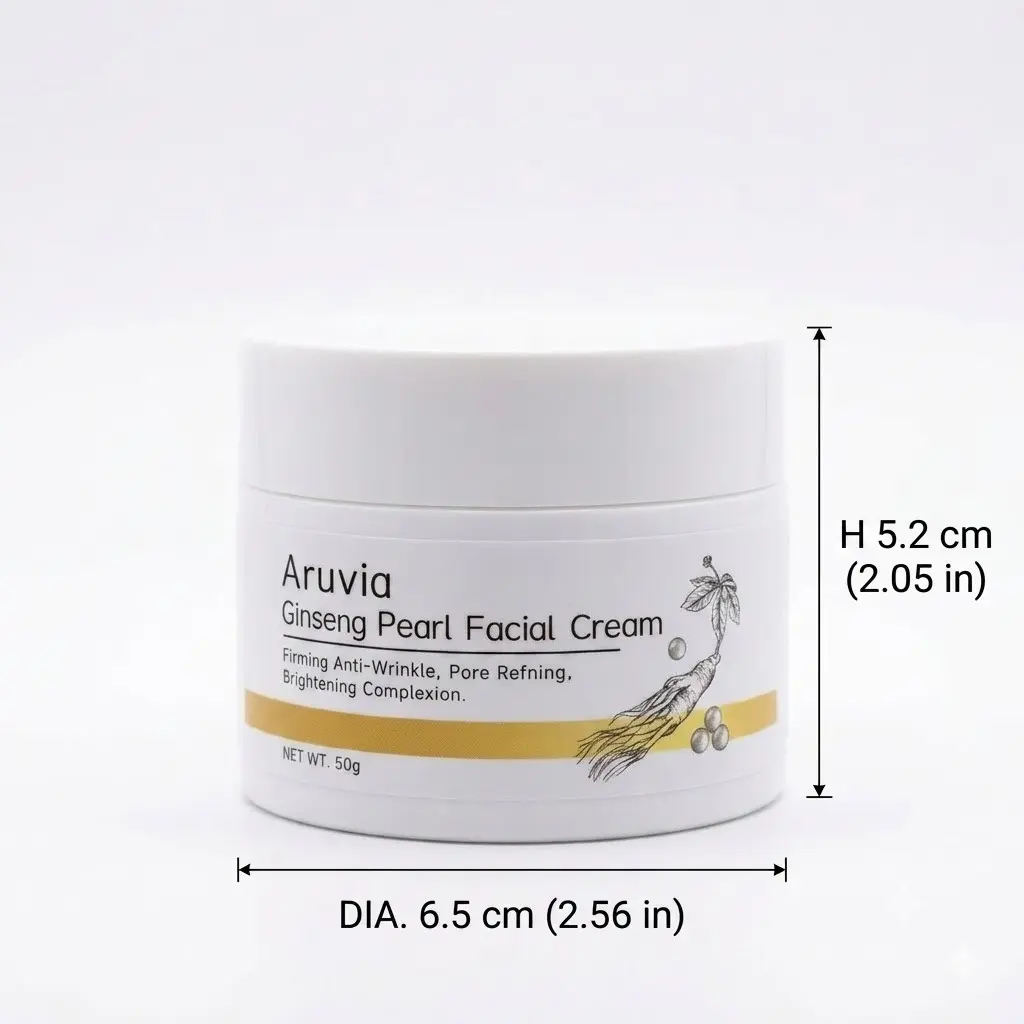 Ginseng Pearl Cream 50g, Brighten Skin Tone, Tighten & Anti-Wrinkle, Refine Pores, Fade Acne Marks, Nourishing Primer, Unisex Skincare Gift