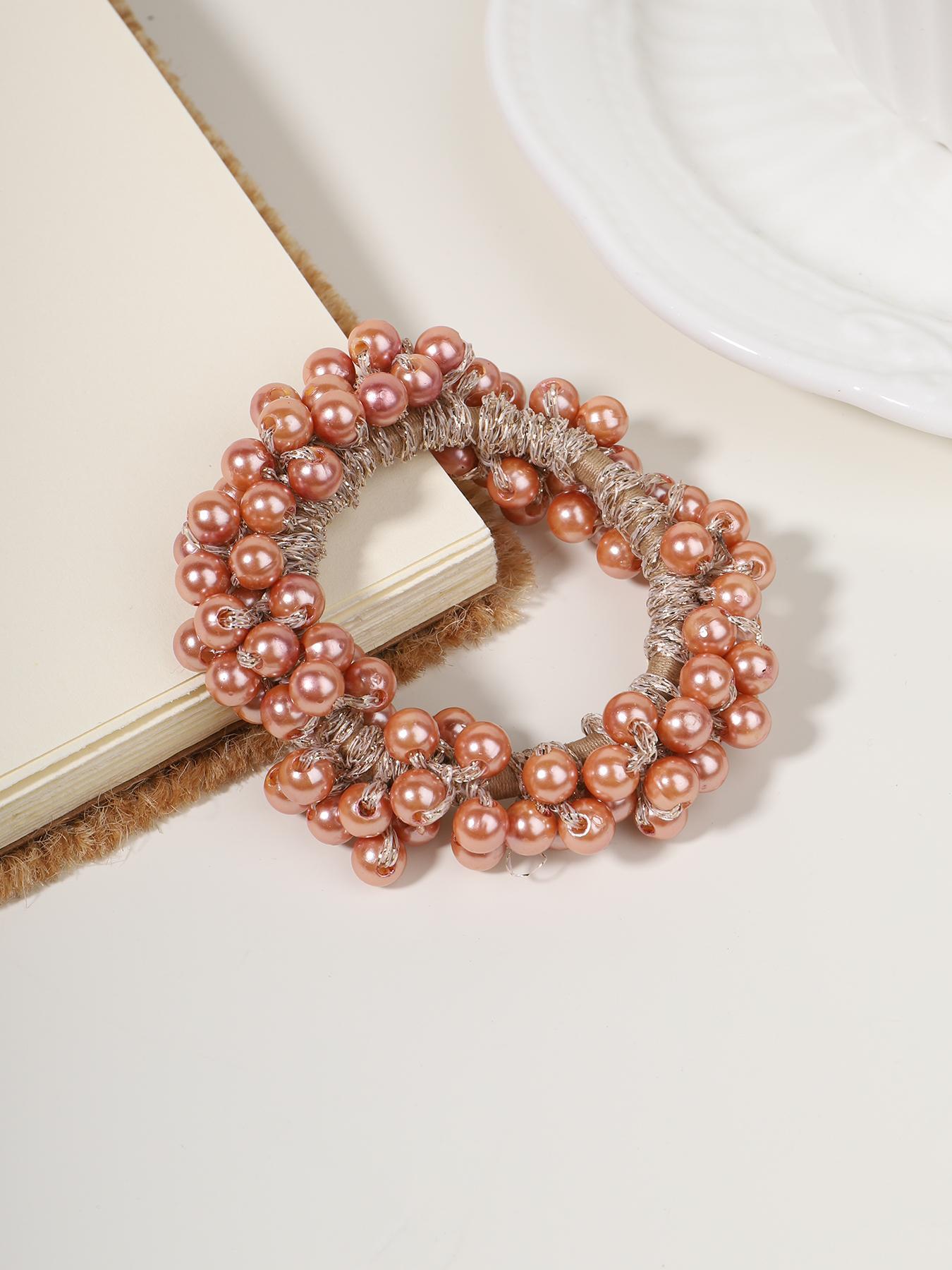 Faux Pearl Decorated Hair Tie, Casual Simple Hair Accessories for Women & Girls, Minimalist Headwear Suitable for Thick Hair