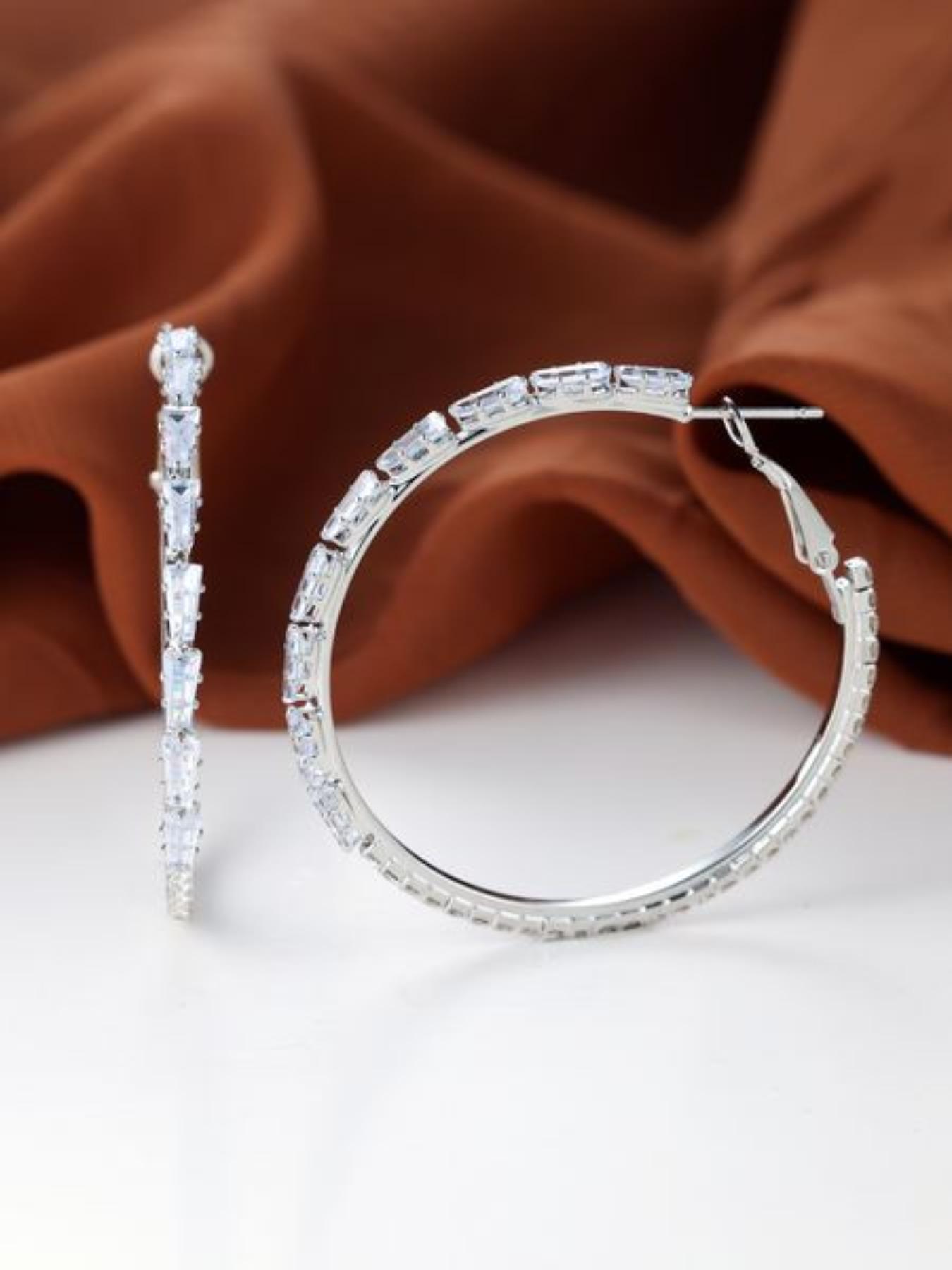 Women's 1 Pair Elegant Artificial Zircon Dainty Lightweight Hoops Earrings, Fashionable Earrings for Women, Fashion Jewelry Accessories for Party, Daily Clothing Decor, Elegant Minimalist Earrings