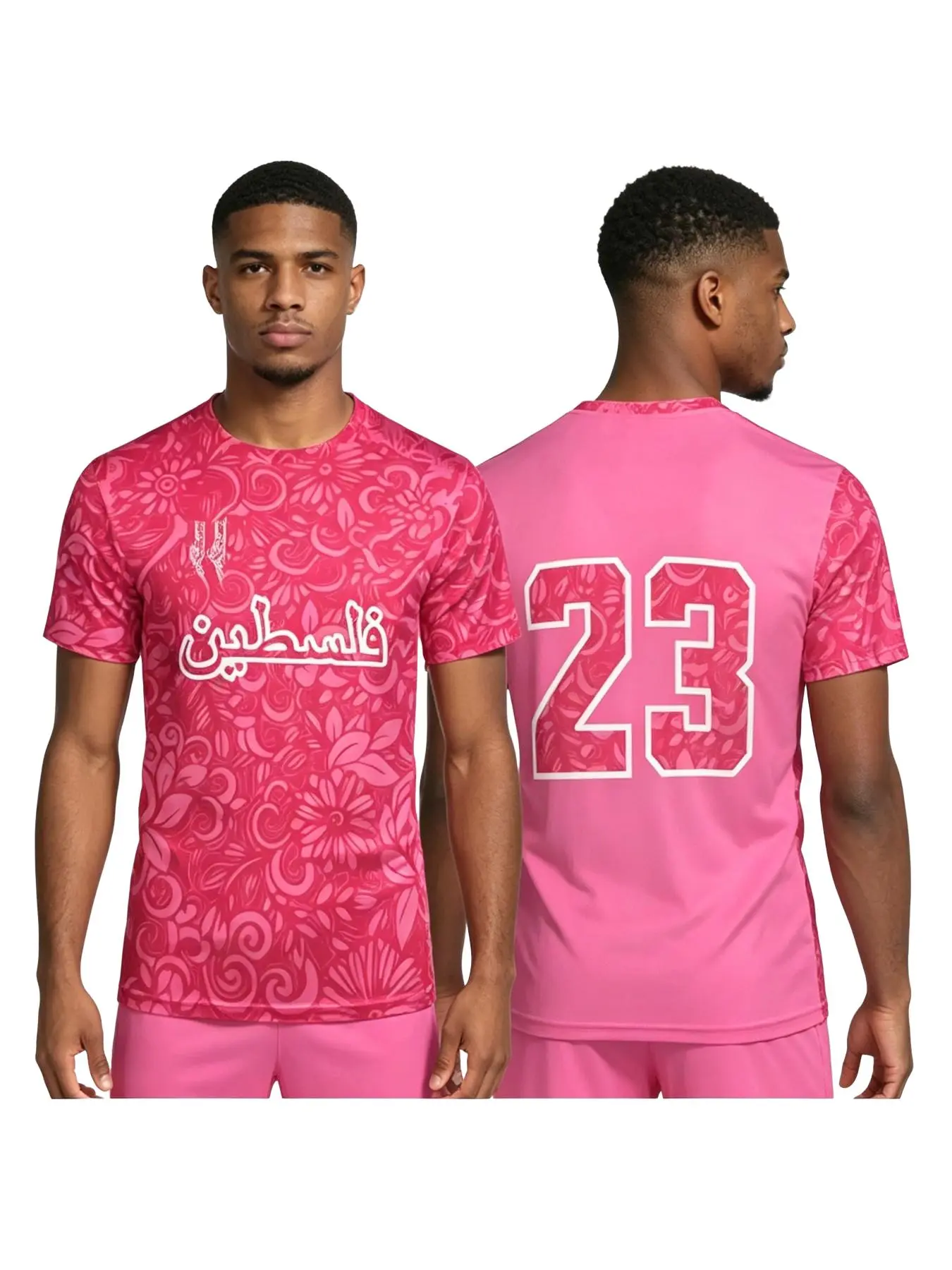 Fashion Palestinian Flag Soccer Jersey, Summer Trendy Round Neck 3D Badge Print, Casual Loose Fit Sports T-Shirt, All Seasons