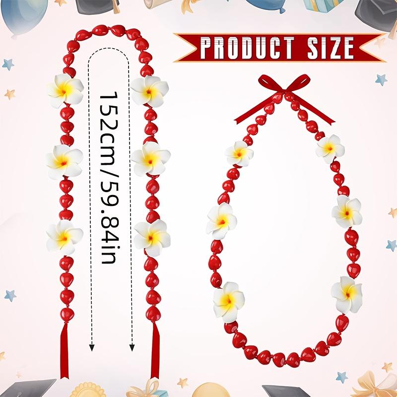 59.84-Inch Hawaiian Graduation Necklace Tropical Acrylic With Plumeria Tassel & Chinese Knot Adjustable Boho Style For Graduation Parties