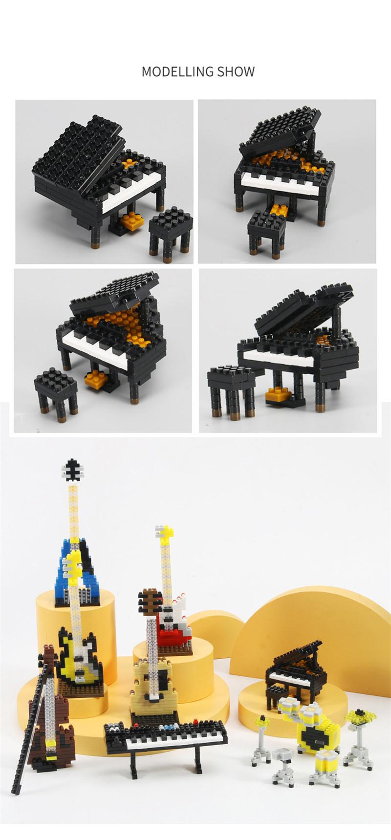 MOC Musical Instrument Building Blocks Music Series ABS Plastic Mini Piano Guitar DIY Assembly Bricks Children Educational Toys
