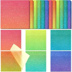 600 Sheets Transparent Sticky Notes 12 Pack Glitter Translucent Clear Sticky Notes Tabs Gradient 6 Color Frosted 2.9'' See Through Memo for Women Aesthetic  Journaling Office Supplies