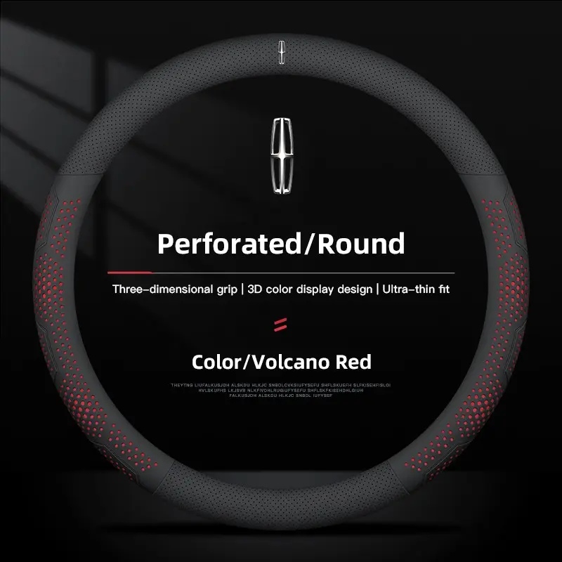 38cm Diameter Car Universal Steering Wheel Cover Leather For Lincoln Navigator Continental Nautilus Aviator MKZ MKX MKC MKT MKS Corsair Mark E