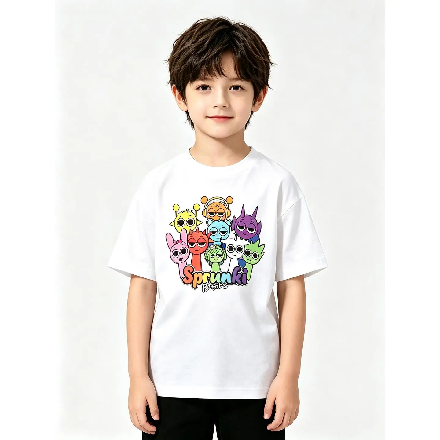 Sprunki Incredibox Cartoon Kids Graphic T Shirt 100 Percent Cotton Little Boy Shirts Original Compression Shirt Workout Tops Cool Outdoor Stuff Boys Girls Loose Short Sleeve Summer Boy Gifts Back To School Clothes Shirts For Girls Trendy Children Outfit