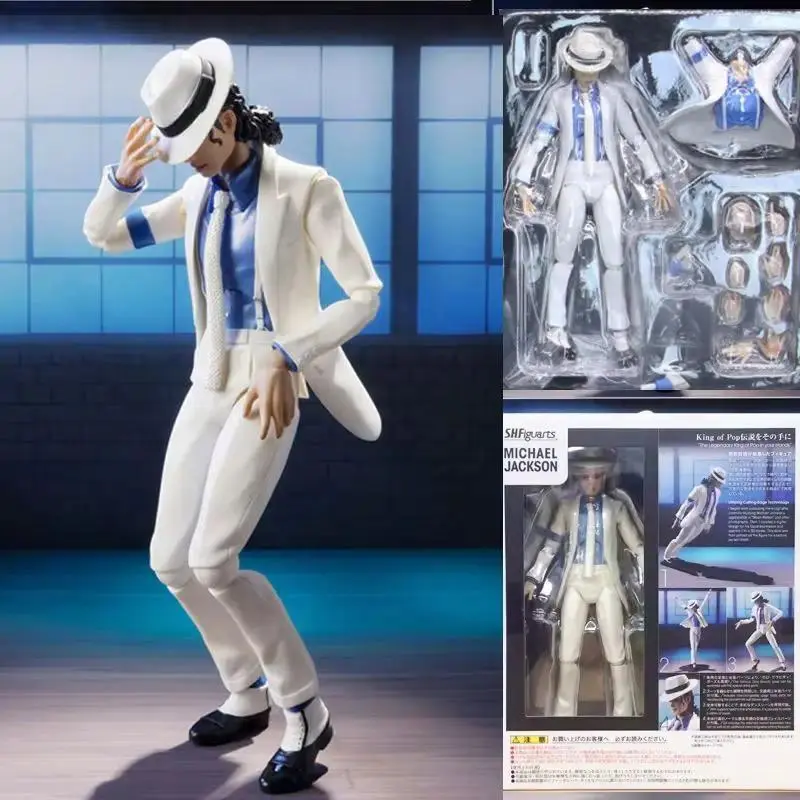 Michael Jackson Smooth Criminal Moonwalk Action Figure - Joint Movable, Thriller Themed, Christmas Gift Toy; Bonus Items: Dark Soul Long-Sleeve Clothes, Cyberpunk Anime Cute Cartoon Straw Water Bottle, Elevator Race Track Playset