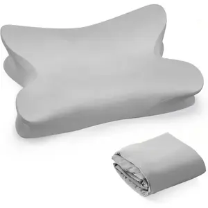 Cooling Cervical Neck Pillowcase for Pain Relief (Only Pillow Case) Ergonomic Pillowcase with Zipper Breathable Cool Pillow Cover for Side Back Stomach Sleepers(Gray)