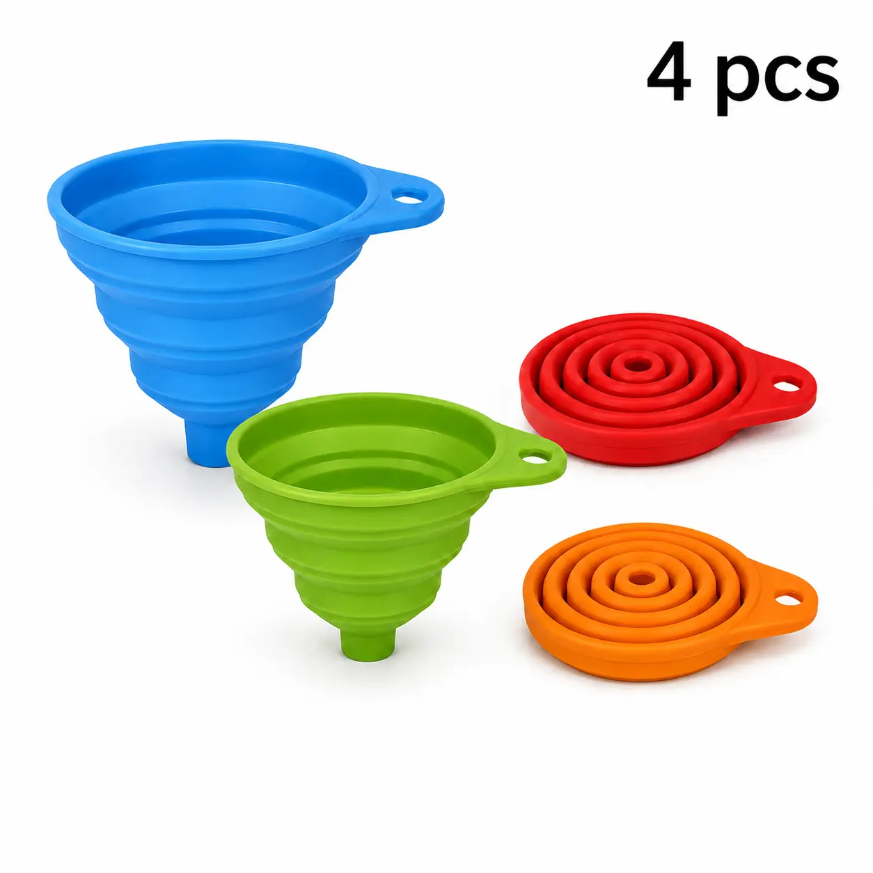 4PCS Collapsible Silicone Funnel Set, Foldable Kitchen Funnels for Filling Bottles, Liquid Transfer & Cooking,sticky,cute