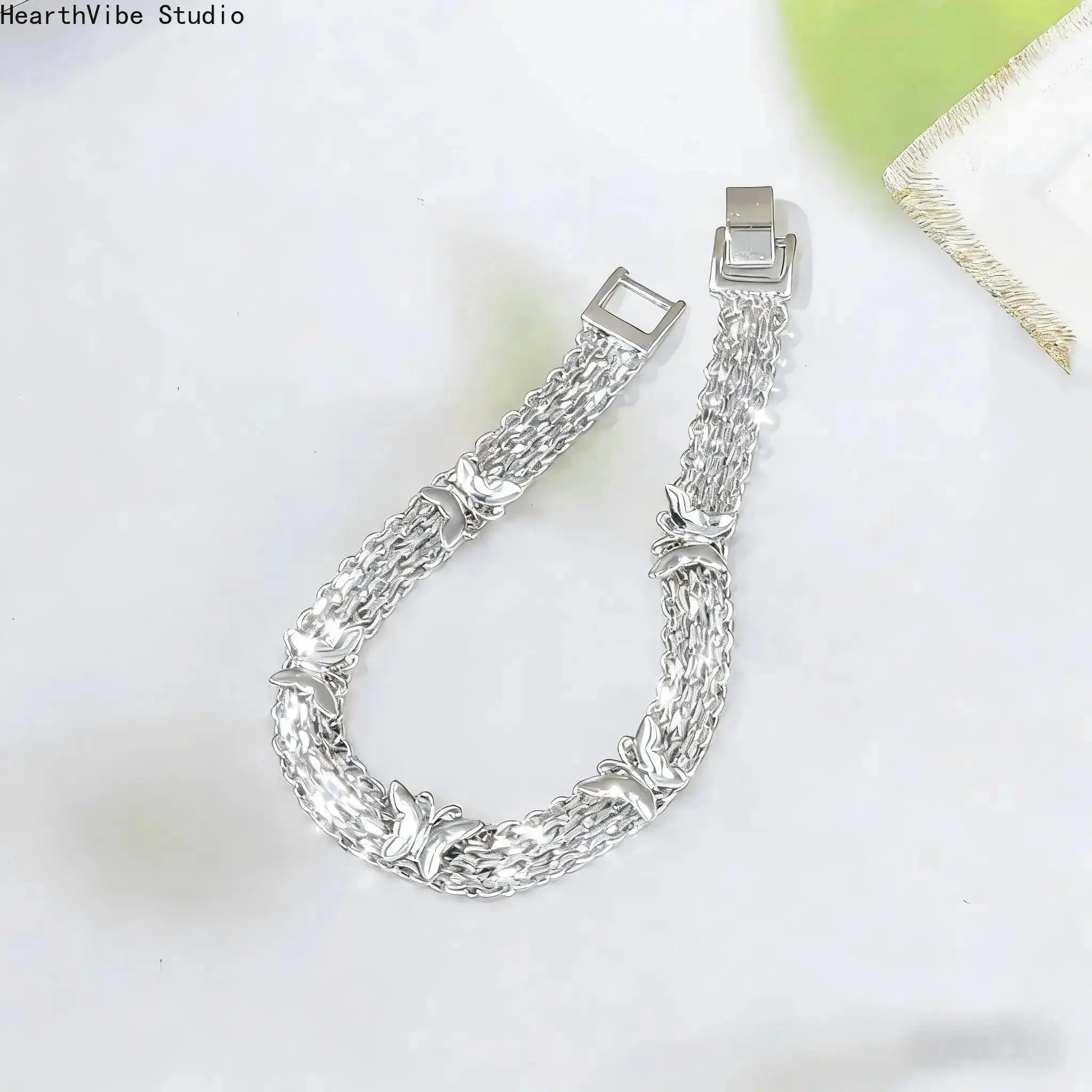 925 Silver Chain Link Friendship Bracelet with Cute Butterfly Charm, Unisex Charm Jewelry - Cute Friendship Gift for Best Friends
