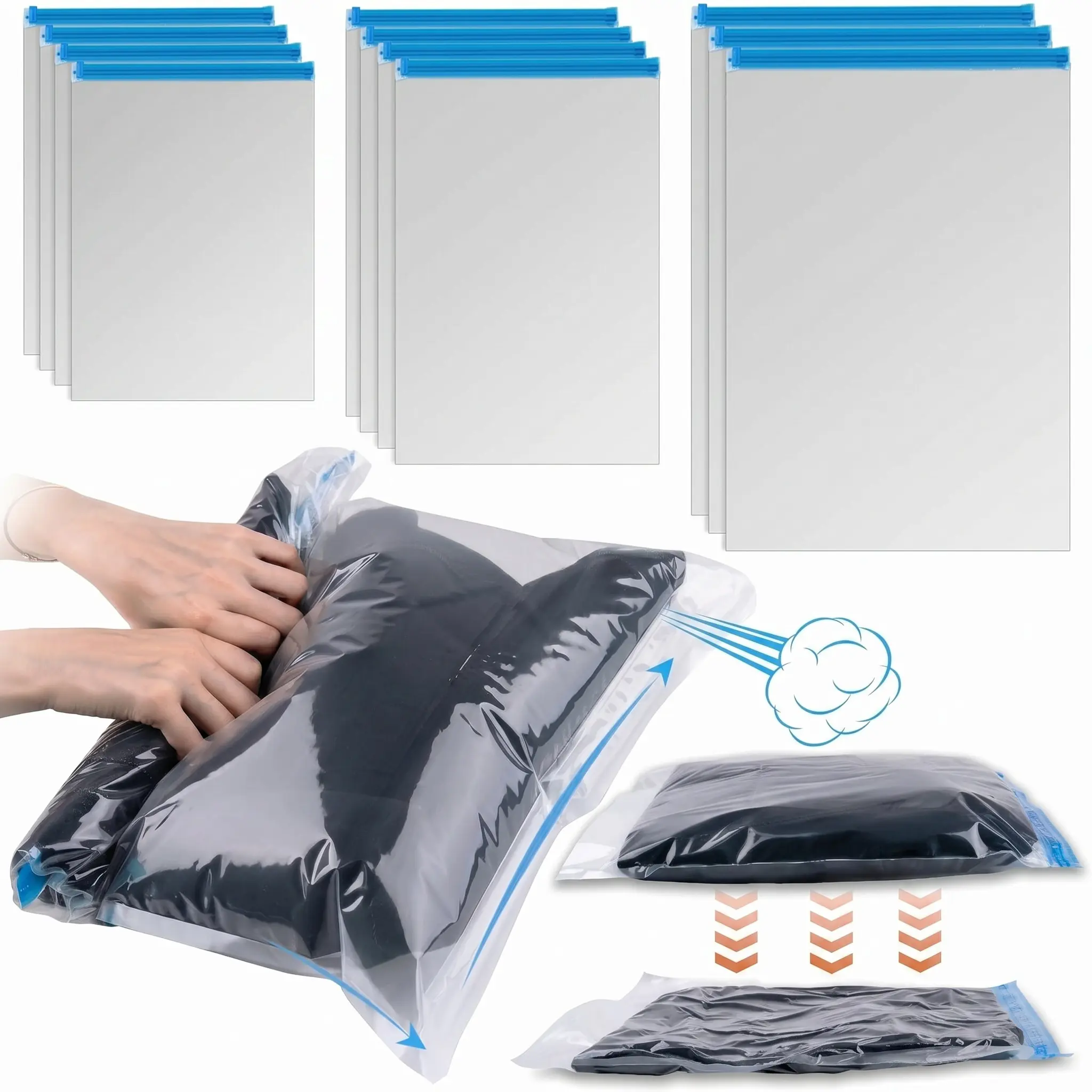 【TikTokShopBackToSchool】Compression Bags for Travel Essentials, Space Saver Bags,No Vacuum Pump Or Air Extractor is Needed,Storage Accessorie and Home Packing Organizers，RoadTrip-YY