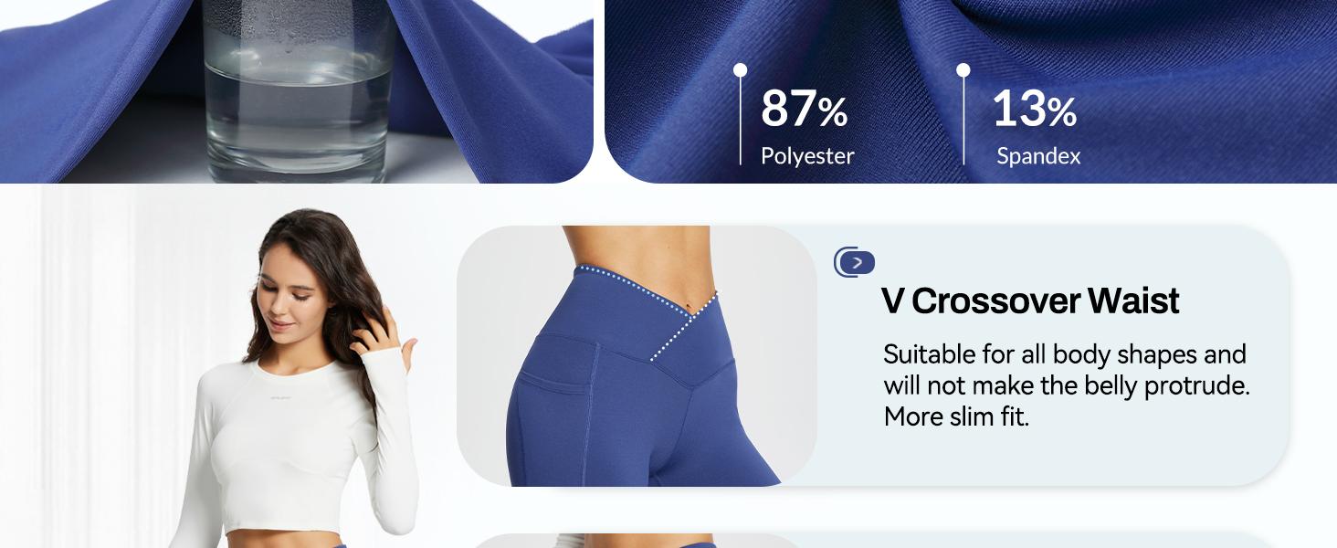 baleaf Petite-Fit Women's High-Waisted Knit Flared Pants-Crossover Waistband, Pockets, Breathable & Moisture-Wicking-Ideal for Yoga, Fitness, and Casual Wear [PC:dbh095]