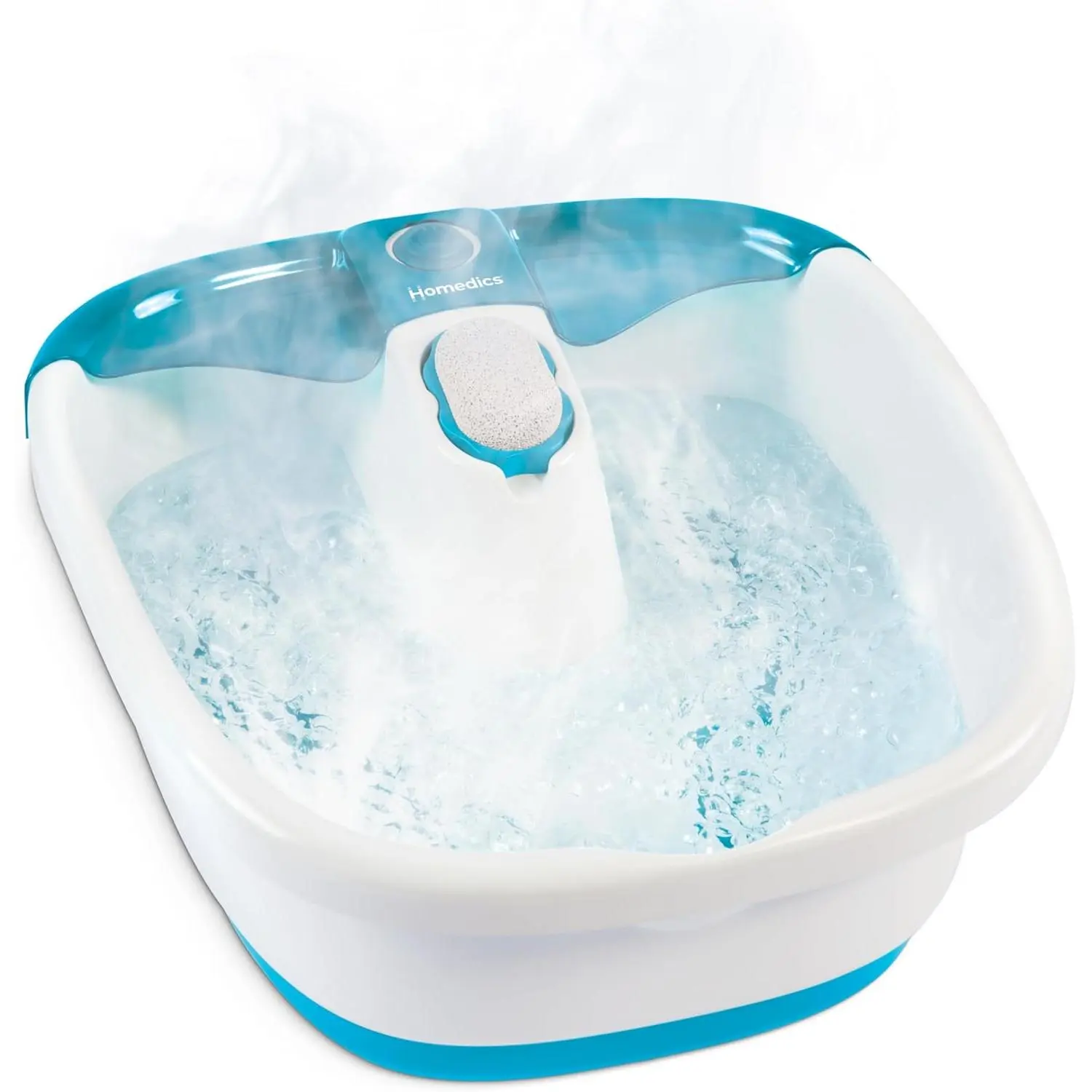 Bubble Mate Foot Spa, Toe Controlled Foot Bath with Invigorating and Splash, Raised Massage Nodes and Removable Pumice Stone