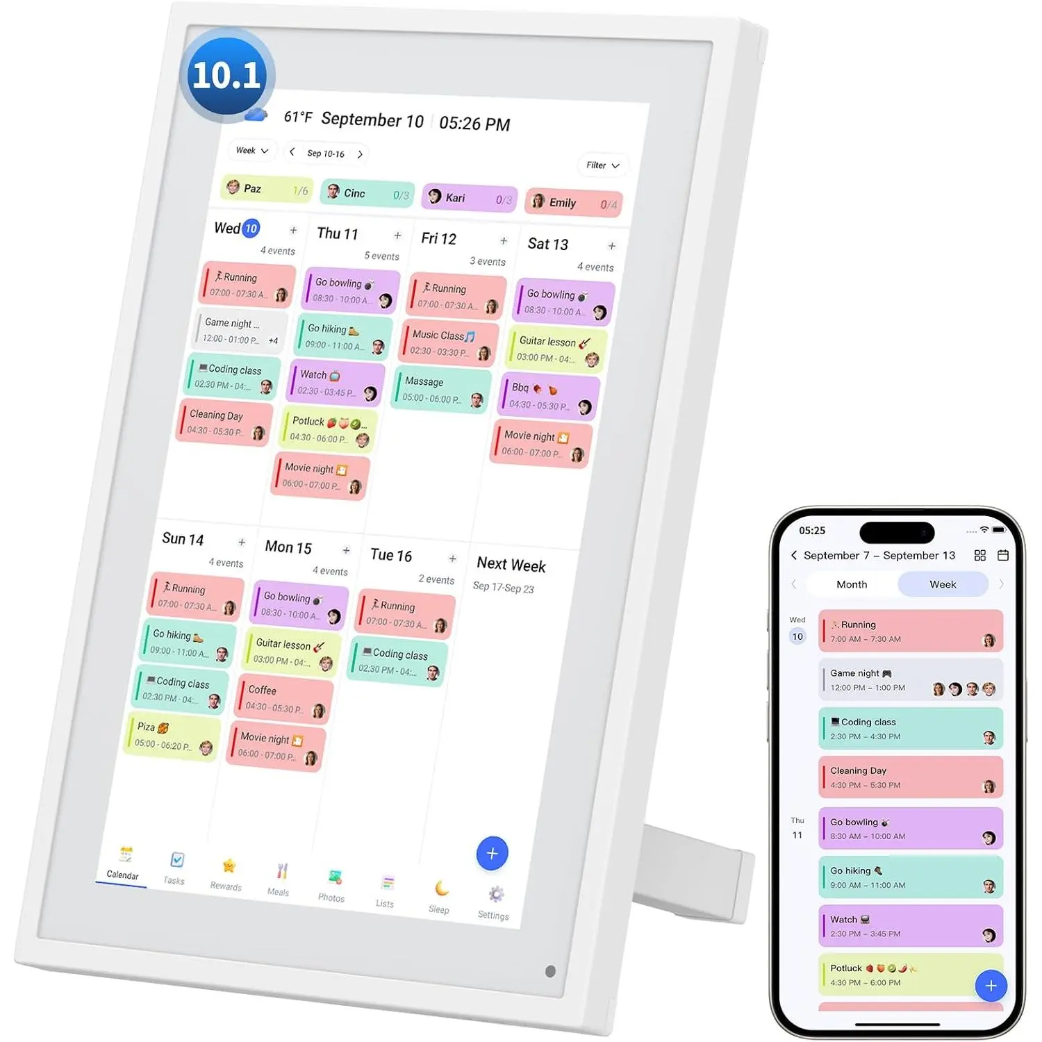 10.1" Digital Calendar,   Display for Family Organizer | Touchscreen Chore Chart, Wall/Desk Mount, Meal & To-Do Lists, Photo Frame, Ideal  for Mom & Women
