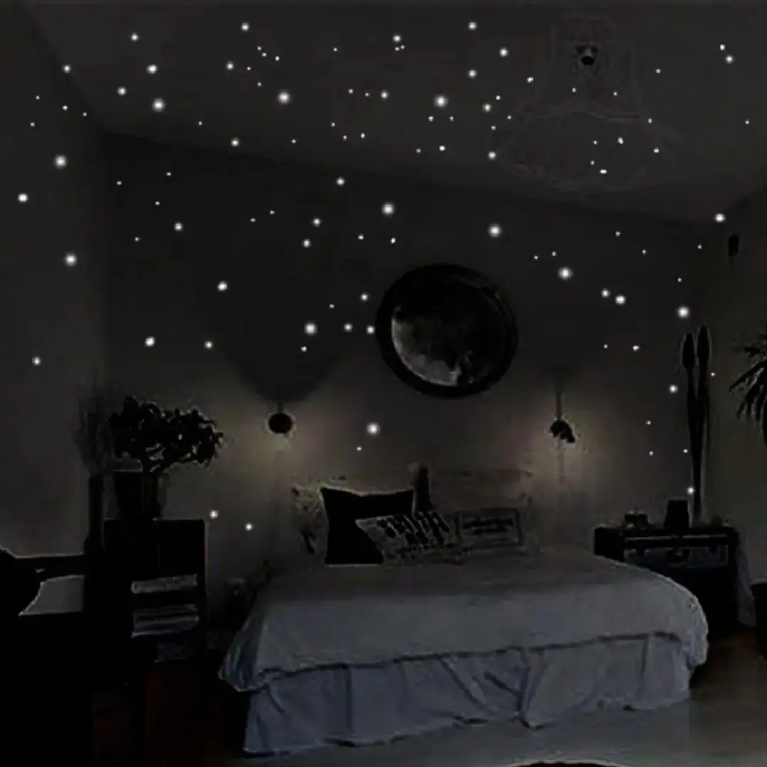 Luminous Dot Wall Stickers, Ceiling Starry Sky Top, Luminous Star Wall Stickers, Creative Room Decor, Fluorescent Design, Wall Decals