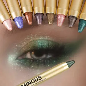 Eyeshadow Stick Double Head Waterproof Long Lasting Metallic Shimmer Glitter Beauty Highlighter Cream Pen with Brush for Eyes Cosmetic Product Eye Makeup Product Enhance Eye Makeup