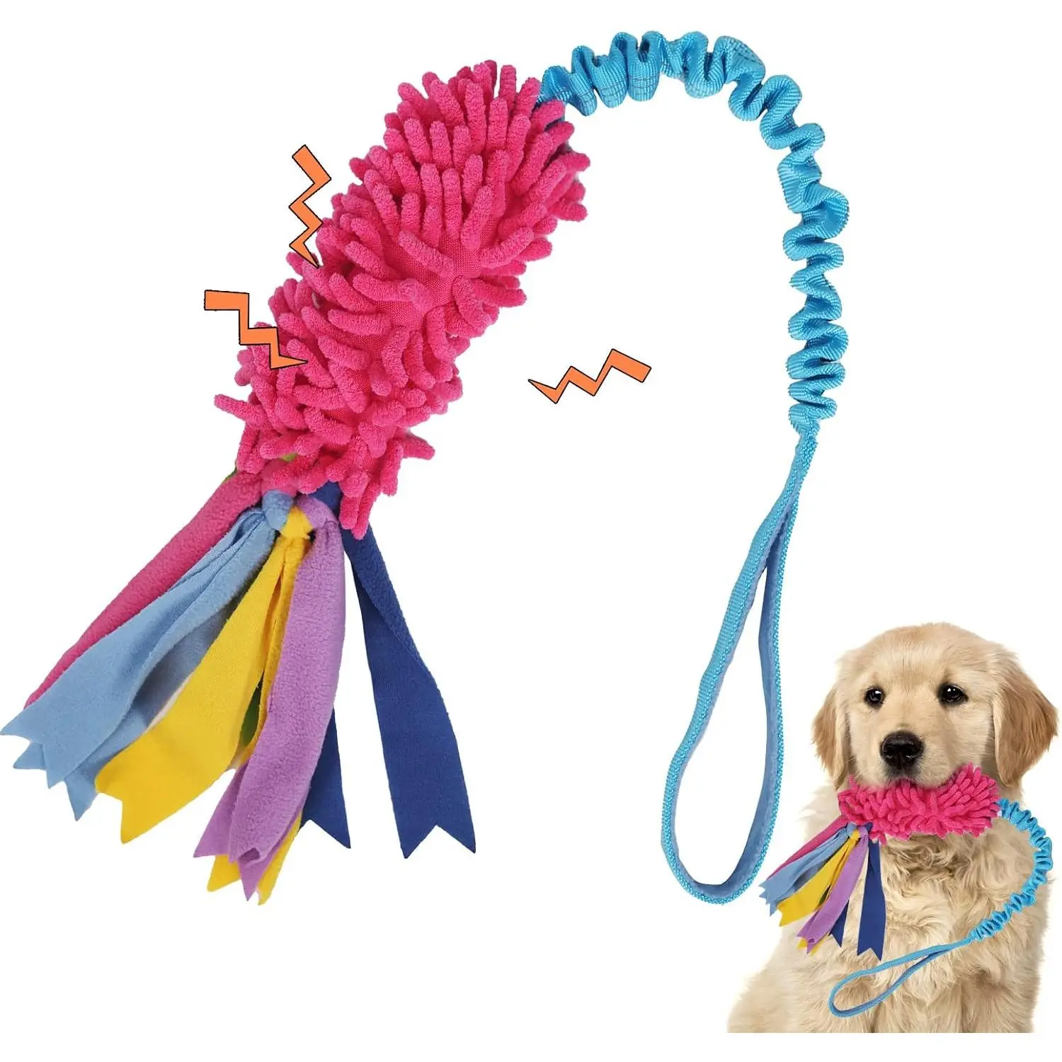 Tug  - Aggressive Chewer Rope  with  Squeak, Ideal for Large Dogs, Easy to Clean, Hand Made